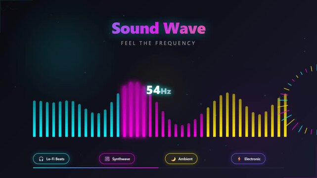Neon Digital Audio Visualizer and Frequency Spectrum