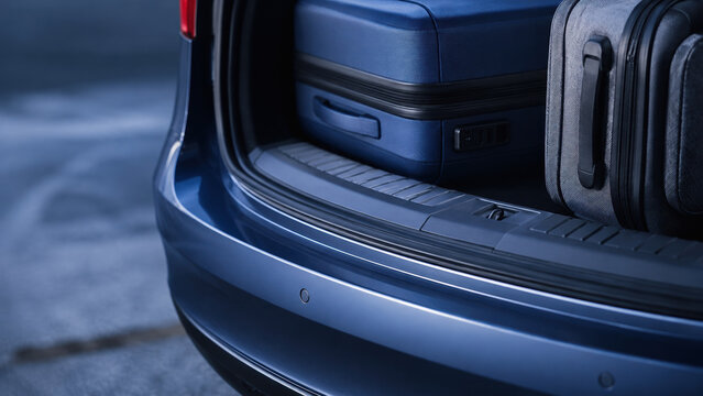 Suitcases in car trunk