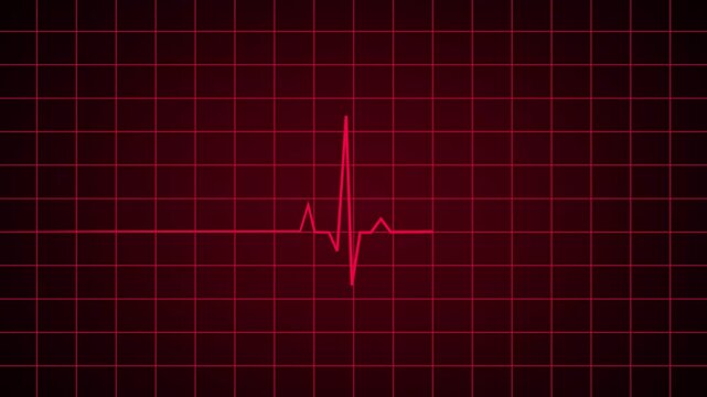 Minimal neon heartbeat flatline animation showing realistic ECG pulse rate and flatline sequence 4K resolution on alpha channel background.