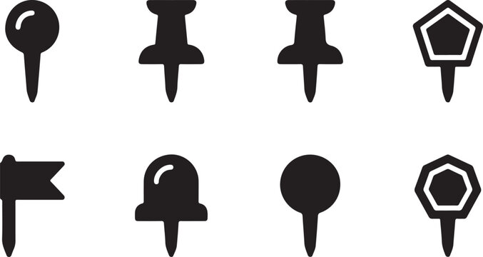 Flat design push pins with different colorful heads set Vector
