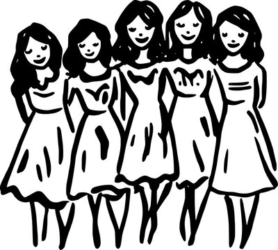 Hand Drawn Wedding Squad Vector Line Art