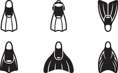 Six black and white swimming flippers designs isolated Vector © Alex