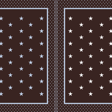 Seamless Brown and Light Blue Framed Star Border Bandana Pattern Vector