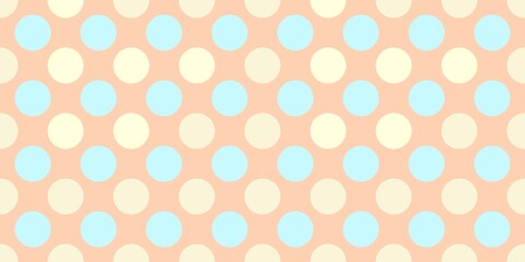 Cute rainbows polkadot seamless pattern with yellow blue dots on orange background © vanillabluecloud