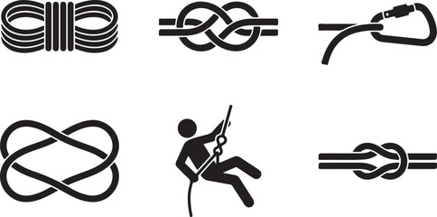 Six essential climbing and rope knots illustration Vector © Alex