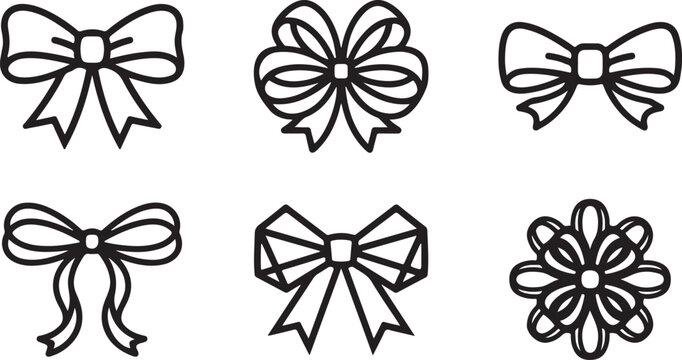 Six different bow and ribbon styles illustration Vector