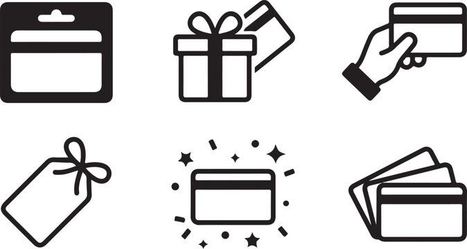 Six black and white icons representing gift and shopping concepts Vector