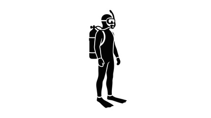 Scuba diver in full gear standing still. © Excellent