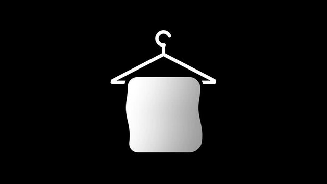Simple clothes hanger icon with folded fabric or a towel draped over it representing laundry closet or garment storage symbol design for modern app