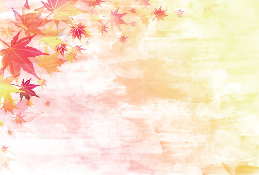 Elegant Watercolor Illustration of Autumn Maple Leaves Background