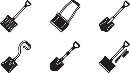 Six different types of shovels and trowels icon set Vector © Alex