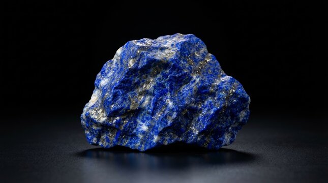 Vibrant deep blue lapis lazuli rock featuring golden pyrite veins.