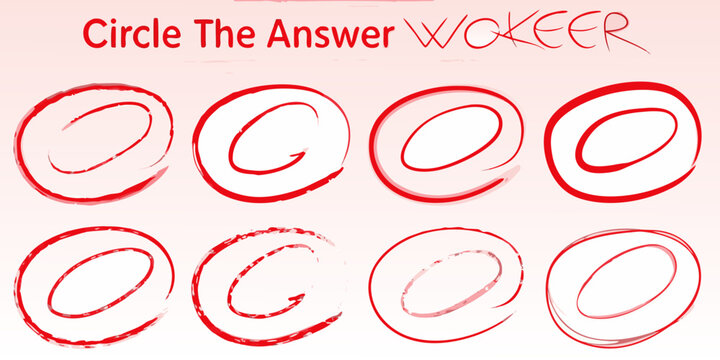 red hand drawn marker circles on light pink background sketchy scribble artistic education quiz answer highlight worksheet learning interactive activity