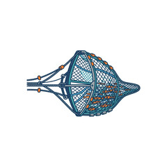 Commercial Trawl Fishing Net with Fish Vector © BAKULAN ICONS