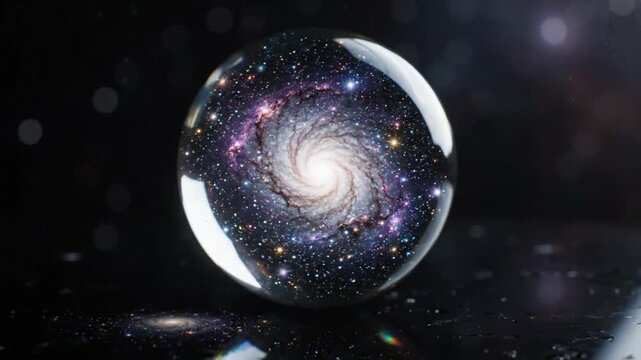 Spiral Galaxy Inside a Crystal Sphere