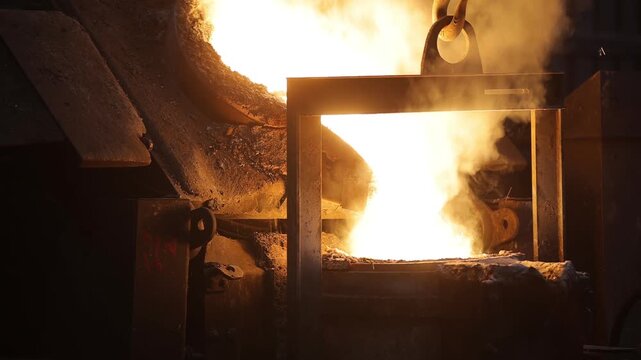 Dolly shot highlighting orderly rows of raw sand mold casting cores positioned