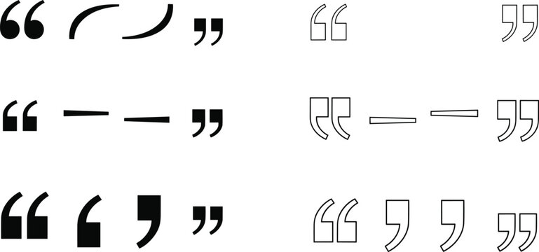 Quotation marks and punctuation speech bubble icon set with vector symbols for text citation and dialogue dialogue