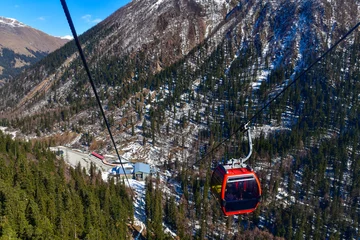 Cable car with scenic skyline landscape snow mountain view Dagu Glacier National park,China  © I Viewfinder