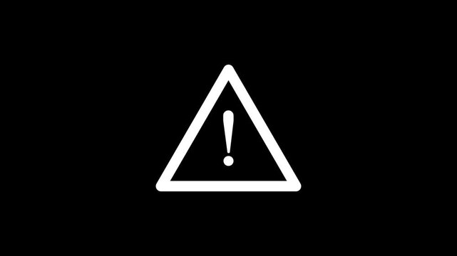 Animated caution sign with flashing exclamation mark icon on a white background. Animated red alert icon for security or system error, Red flashing warning triangle icon. 4k alert error icon looping a