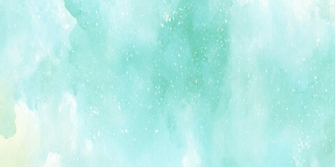 Fototapeta premium Soft turquoise watercolor background with white specks and subtle texture for design and artistic projects