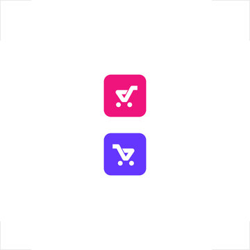 Modern e-commerce retail niche logo featuring initial monogram letter d b integrated shopping cart icon style, perfectly optimized for mobile application, online store branding, and digital marketp