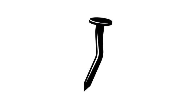 Black bent metal nail icon isolated on transparent background
