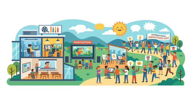 International Animation Day Community Festival and Creative Workshop Illustration