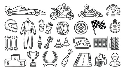 Adobe IllustraRacing and Motorsport Icons – High‑Resolution Illustration Representing Speed, Competition, and Engineering for Sports, Automotive, and Creative Projectstor Artwork © Tacaz