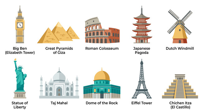 Landmarks Around the World Icon Set