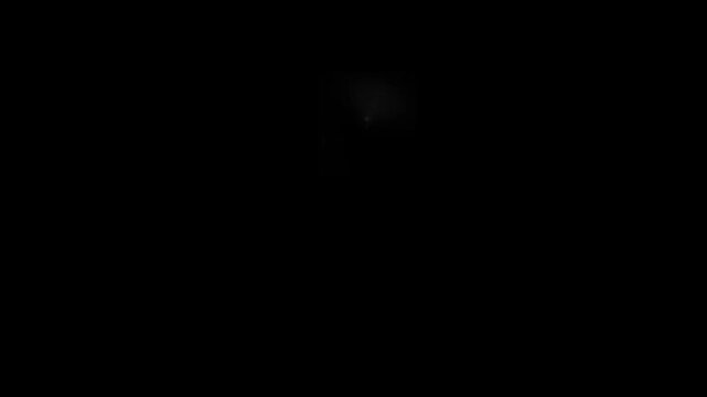 A pure black screen displays a single, faint white light source emanating from the center, creating a stark and minimalist visual.