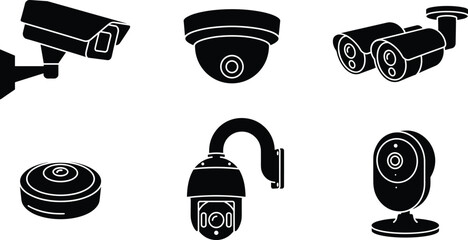CCTV Security Camera Dome Bullet Wireless Home Surveillance System Silhouette Vector Icon Set © Mohammad