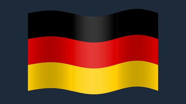 Animated German flag waving on dark background