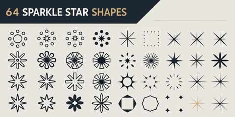sparkle star shapes in minimalist black and white vector style geometric icon design pattern symbol astronomy celestial decoration graphic element © Raj