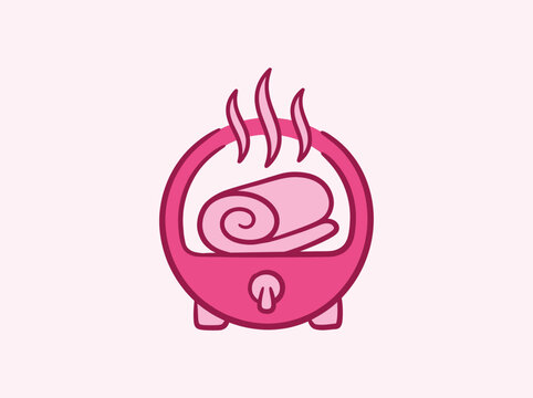 Hot towel warmer icon, spa salon equipment for heating towels, professional beauty device, vector illustration in flat style