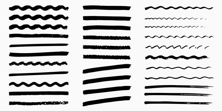 thick black ink brush strokes on white background lines calligraphy swirls hand drawn artistic graphic design vector illustration pattern texture