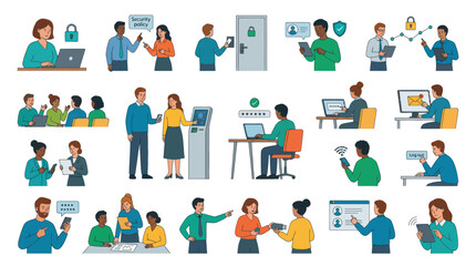 Fototapeta premium Diverse People Illustrating Cybersecurity, Data Security, and Digital Safety