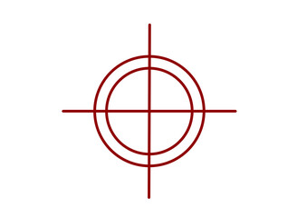 Red crosshair target icon on white background, minimalist sniper scope reticle, precision aiming symbol for gaming and military concepts © Saeed_Collection