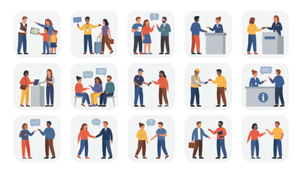 Fototapeta premium Flat Design People Interaction Icons - Business, Customer Service, Education
