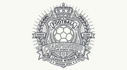 Obraz premium Football Champions Vector Badge, Soccer League Winner Crest, Sports Emblem