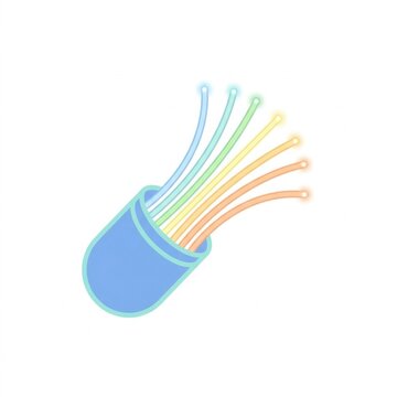 Fiber optic cable illustration with glowing colorful strands