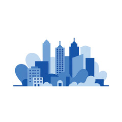 Fototapeta premium Blue Minimalist City Skyline Vector Illustration