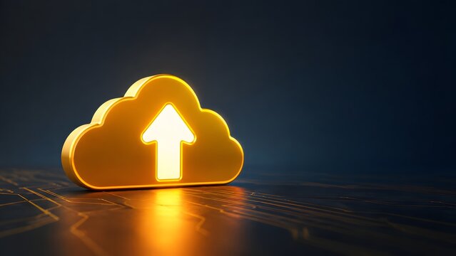Premium upload infrastructure for cloud computing data storage representing advancement efficiency and secure digital network connection