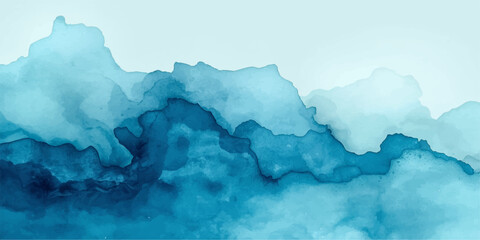 Abstract Blue Iceberg Landscape with Cloudy Sky and Water Texture Winter Nature Background Illustration © Md
