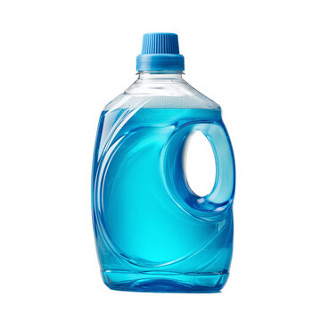 Cyan blue plastic bottle cleaning detergent isolated on transparent background. PNG. Generated AI
