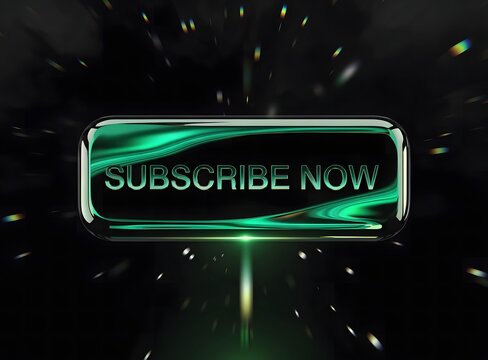 Futuristic green subscribe now web button.
