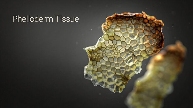 Phelloderm tissue plant cells under microscope  plant cell structure  plant anatomy  biology  science