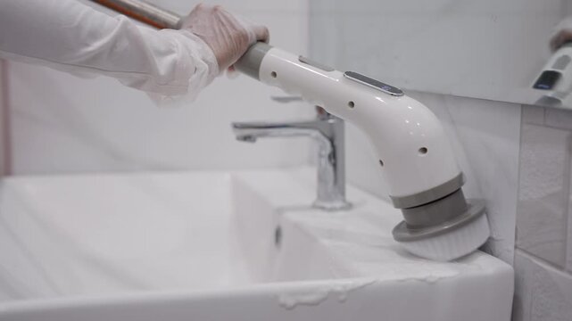 Electric Spin Scrubber Cleaning Bathroom Sink for Deep Hygiene and Household Disinfection