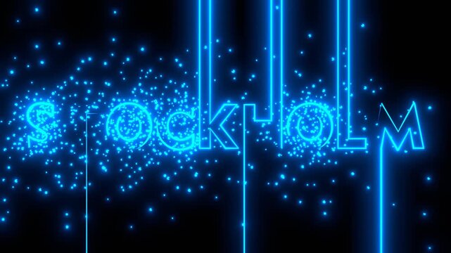 Animation relative to Sweden travel theme. Stockholm city name in geometry style design. Creative typography concept. Concept of travel and geography of Sweden.