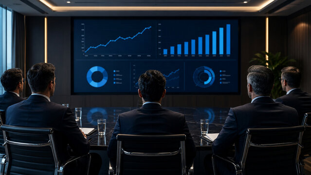 Corporate Analytics Presentation in Modern Boardroom