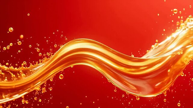 Golden light waves on red background